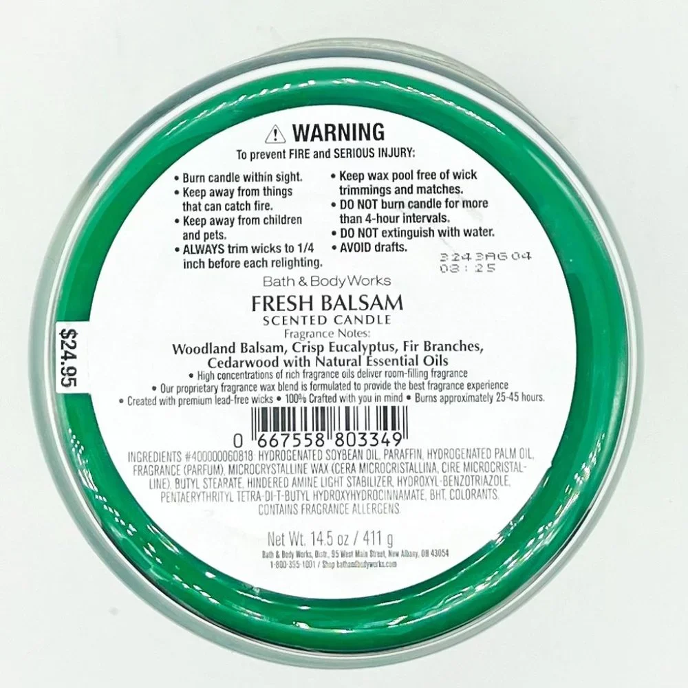 BBW Fresh Balsam 3-Wick Candle - Picture 3 of 3